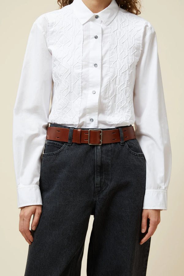 Leather belt with buckle