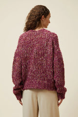 Mesh stitch cardigan with single button