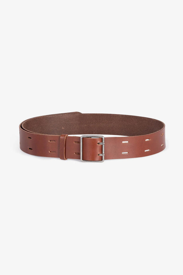 Leather belt with buckle