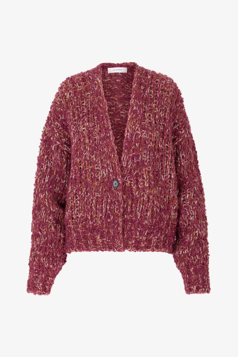 Mesh stitch cardigan with single button