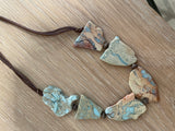 Hatband with snakeskin jasper slabs