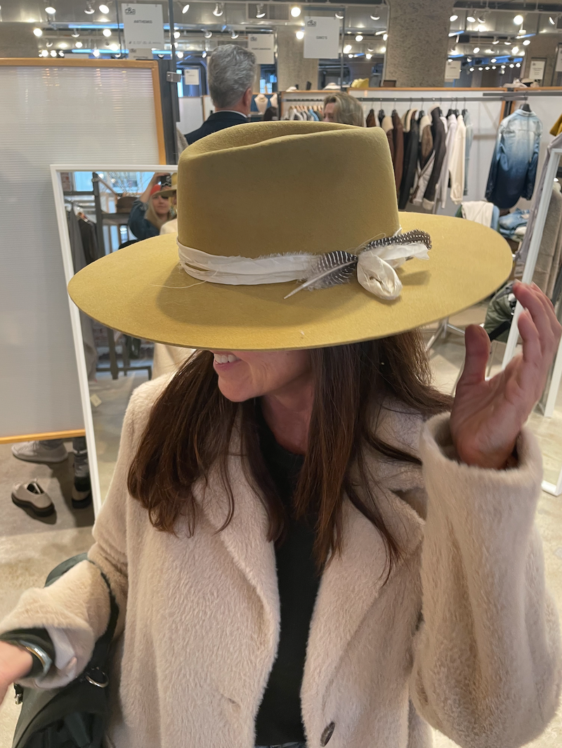 Montana Fedora Hat Marigold with Creme Silks
