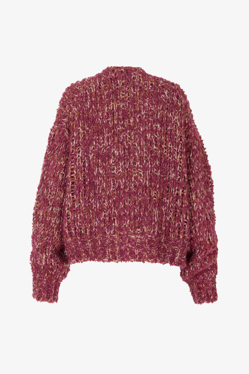 Mesh stitch cardigan with single button