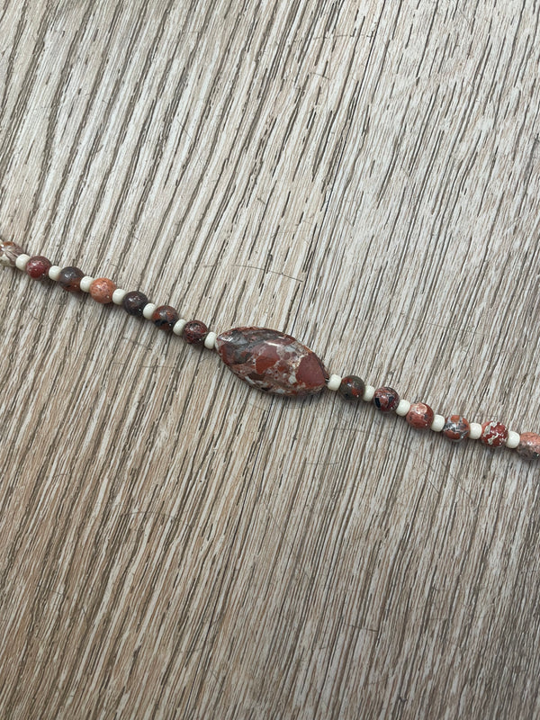 Hatband Brecciated Jasper on leather