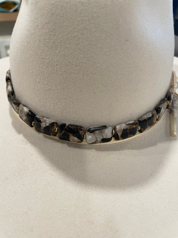 Hatband Dalmation Bronze Oval Beads