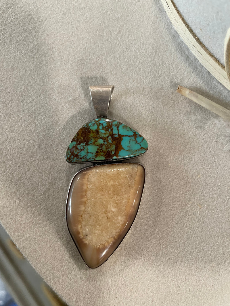 Turquoise & Fossil Pendant