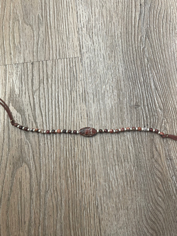 Hatband Brecciated Jasper on leather