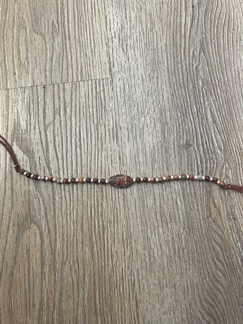 Hatband Brecciated Jasper on leather
