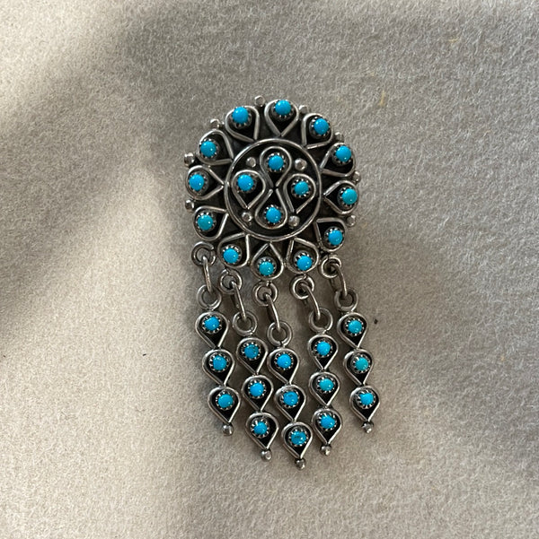 Zuni Detailed Turquoise Hat Pin