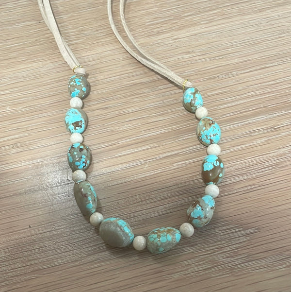 Hatband with Kingman turquoise with white beads