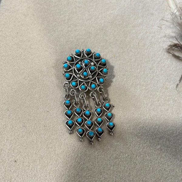 Zuni Detailed Turquoise Hat Pin