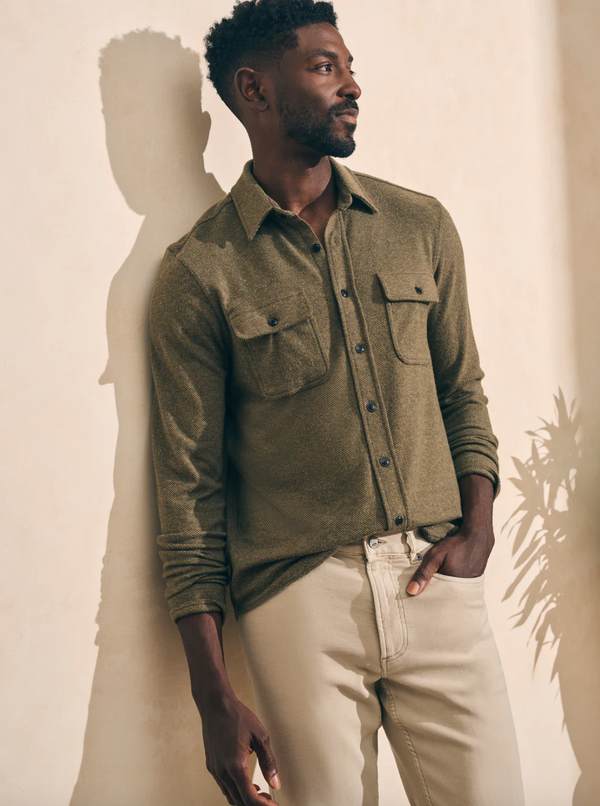 Legend Sweater Shirt- Olive Melange Twill