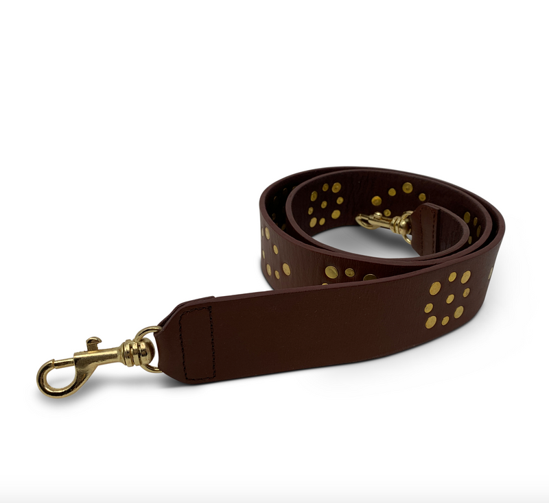 Brown Leather Flat Stud Strap