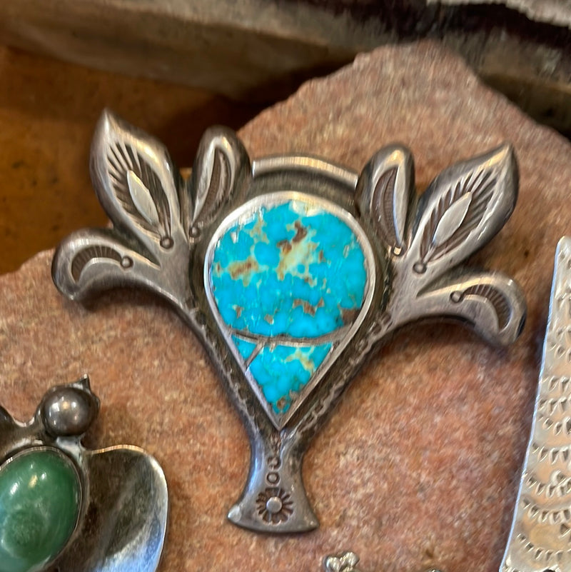 Vintage Floral Boutique Turquoise Pin