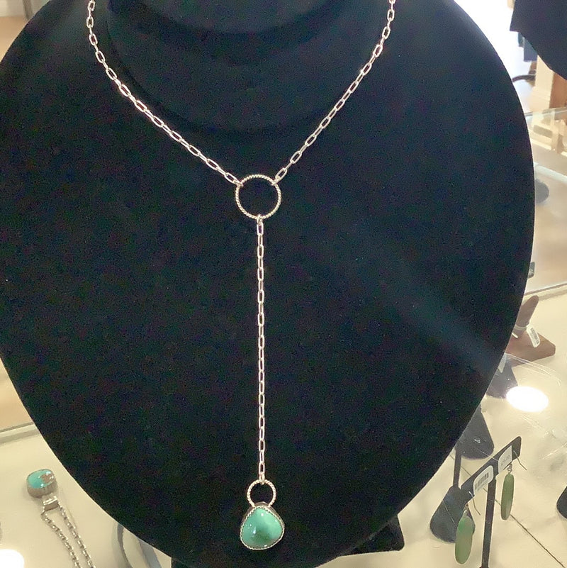 Turquoise lariat drop necklace